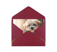 Cute Corgi Luxury Pearl Paper Greeting Card With Gold Border, Blank Inside, With Envelope - Birthday, Wedding, Christmas, Valentine