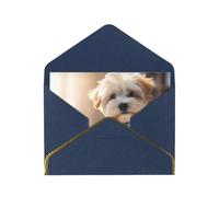 Cute Corgi Luxury Pearl Paper Greeting Card With Gold Border, Blank Inside, With Envelope - Birthday, Wedding, Christmas, Valentine