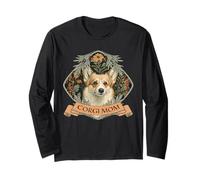 Cute Corgi Mom Vintage William Morris Style Long Sleeve T-Shirt