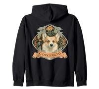 Cute Corgi Mom Vintage William Morris Style Zip Hoodie