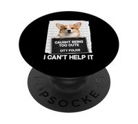 Cute Corgi Mugshot Caught Being Too Cute I Cant Help It PopSockets Adhesive PopGrip
