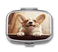 Cute Corgi Pill Case Travel Portable Pocket Pill Box 2 Compartment Medicine Case Large Capacity Daily Pill Cases Vitamin Organizer Medicine Organizer Small Pill Box
