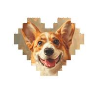 Cute Corgi Print Building Brick Block Puzzle Heart Shaped,Christmas Valentines Birthday Anniversary Presents