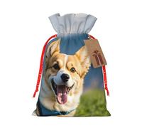 Cute Corgi Print Eco-Friendly Gift Drawstring Bag Holiday Present Pouches Party Favors Goodie Bags