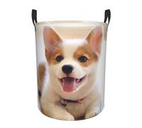 Cute Corgi Print Laundry Hamper Basket Tall Laundry Basket, Hamper For Blanket Storage For Bedroom