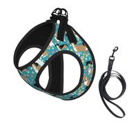 Cute Corgi Print Reflective Pet Leash Vest For Small Dogs & Cats, Adjustable Outdoor Walking Hiking Vest