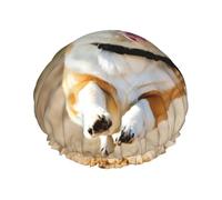 Cute Corgi Print Shower Essentials Bonnet For Women, Large Washable Elastic Band Bath Hair Wrap Shower Cap