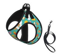 Cute Corgi Print Small Dog Harness And Leash Set, Adjustable Soft Vest With 360° Reflective Straps For Cats Puppy