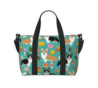 Cute Corgi Printed Travel Duffel Bag for Women Men - Weekend Overnight Bags with Adjustable Shoulder Strap and Handle