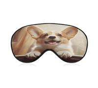 Cute Corgi Sleep Mask for Women Men Soft Breathable Sleep Eye Mask Soft Eye Cover Light Blocking Sleeping Masks Adjustable Blindfold for Travel Home Office Naps & Gifts