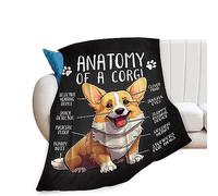 Cute Corgi Throw Blanket Funny Cartoon Corgi Blanket Gifts for Kids Boys Girls Adults Women Soft Cozy Warm Plush Fleece All Season Lightweight Corgi Blanket Decor for Couch Dorm Office 40''X50''