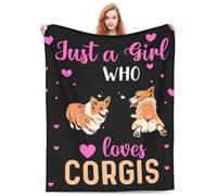 Cute Corgi Throw Blanket - Soft, Cozy Fuzzy Fleece for Women Corgi Lovers - Funny Dog Gifts, Black 80"X60"