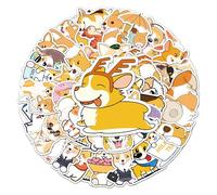 Cute Corgi Vinyl Stickers, 50 PCS Waterproof Cartoon Corgi Dog Decals for Laptops, Scrapbooking, Journals, Notebooks, Water Bottles, Suitcases, Phones & DIY Decor