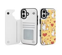 Cute Corgi Wallet Phone Case Compatible with iPhone 16 Plus Flip Phone Case with Card Holder