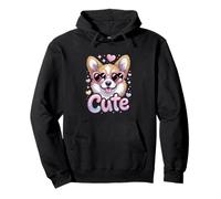 Cute Corgi Y2K Airbrush Style Heart Sunglasses Dog Lover Pullover Hoodie