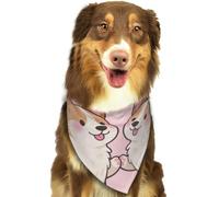Cute Corgis Love Dog Bandanas Adjustable Kerchief Triangle Bibs Scarf Washable Soft Pet Bandanas for Medium Large Puppy Cats Pet Costume Accessories Decoration