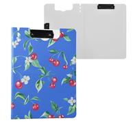 Cute Cornelian Cherry Fruit Royal Blue Foldable Clipboards Horizontal and Vertical Double Clips Clip Board with Cover Clipboard Clipfolio Stationery Accessories