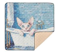 Cute Cornish Rex Cats Vintage Bathtub Soft Padded mat for Baby to Play on Floor for Indoor Outdoor 1-Piecing Foldable Tummy Time Mat for Baby Kids Toddlers Infants, 50'' x 50''de actividades