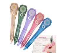 Cute Correction Tape | Pack of 5 Flower Shape Stationery Silent Writing Error Corrector | For Students Home Work Writers Accountants Examinations Note Taking Manual Activities