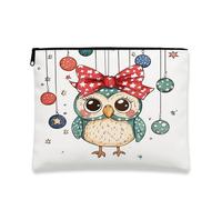Cute Cosmetic Owl Bag, Adorable Cartoon Makeup Pouches for Women, Portable Small Canvas Zipper Pouch, Winter Travel Gift Skincare Organizer, colorful, 7x9 Inch, Owl