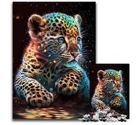 Cute Cosmic Baby Leopard 1000Pc Adults Jigsaw Puzzle cardboard Jigsaw Puzzles for Adults Interactive Family Game, Brain Challenge, Educational Toy 26X38CM/10.23x14.96inch