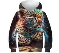 Cute Cosmic Baby Leopard Kids Sweatshirt Boys Girls Hoodies Autumn Top Casual Jumper Girl Clothes Long Sleeve Pullover 7-9Y