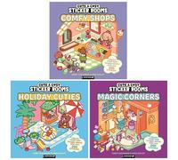 Cute & Cosy Sticker Rooms by Harry Alexander & Anna Guillet 3 Activity Books Set (Sticker Rooms: Comfy Shops, Sticker Rooms: Holiday Cuties & Sticker Rooms: Magic Corners)