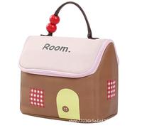 Cute Cottage-Shaped Makeup Bag,Large Capacity Portable Cosmetic Organiser Waterproof Travel Toiletry Bag Makeup Bag,Washable Toiletry Bag with Zipper Handle,for Women Girls Home Travel,Gift (Brown)