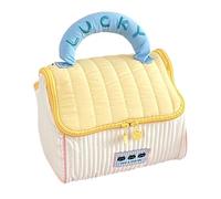 Cute Cottage Style Large Capacity Makeup Bag for Women and Students Cosmetic Bag Storage for Travel and Daily Commute, Yellow, Bohemian