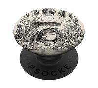Cute Cottagecore Aesthetic Frog Mushroom Moon Witch Vintage PopSockets Adhesive PopGrip