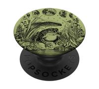 Cute Cottagecore Aesthetic Frog Mushroom Moon Witchy Vintage PopSockets Adhesive PopGrip