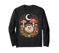 Cute Cottagecore Aesthetic Hedgehog Sleeping in the Forest Long Sleeve T-Shirt
