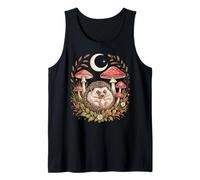 Cute Cottagecore Aesthetic Hedgehog Sleeping in the Forest Tank Top
