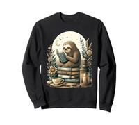 Cute Cottagecore Aesthetic Sloth Reading Book Nerd Sweatshirt