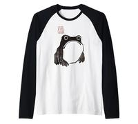 Cute Cottagecore Frog Grumpy Japanese Frog Raglan Baseball Tee