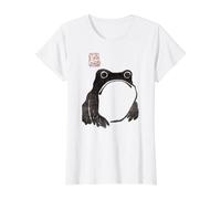 Cute Cottagecore Frog Grumpy Japanese Frog Value Graphic T-Shirt, Women, White, XL