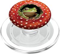 Cute Cottagecore Frog Hiding inside Red Toadstool Mushroom PopSockets PopGrip for MagSafe