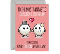 Cute Cotton Anniversary Card for Daughter & Son In Law - 2 Years Together - Happy 2nd Wedding Anniversary Cards for Son In Law Daughter, A5 Greeting Cards Anniversaries