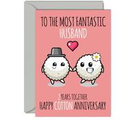 Cute Cotton Anniversary Card for Husband - 2 Years Together - Happy 2nd Wedding Anniversary Cards for Husband from Wife, A5 Greeting Cards Anniversaries