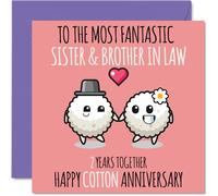 Cute Cotton Anniversary Card for Sister & Brother In Law - 2 Years Together - Happy 2nd Wedding Anniversary Cards for Brother In Law Sister, 145mm Greeting Cards Anniversaries