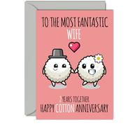 Cute Cotton Anniversary Card for Wife - 2 Years Together - Happy 2nd Wedding Anniversary Cards for Wife from Husband, A5 Greeting Cards Anniversaries