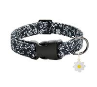 Cute Cotton Dog Collar Flower Patterns, Soft Adjustable Puppy Collars for for Girl Female Small Medium Large Dogs with Flower Charms