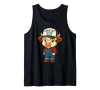 Cute Country Highland Farm Cow Boy Western Rural Rustic Life Tank Top