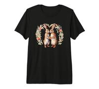 Cute Country Rabbit Couple in Love with a Heart Premium T-Shirt
