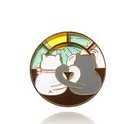 Cute Couple Enamel Pins - Funny Rotatable Cat Brooch - Aesthetic Badges for Backpack, Alloy Steel, no gemstone