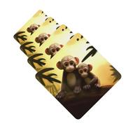 Cute Couple Monkey Car Air Fresheners Cards 4 Pcs Hanging Fragrance Scented Cards Long-Lasting Car Aromatherapy Tablets for Wardrobe Bathroom Car Interior Mirror Pendant Gifts