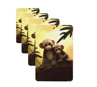 Cute Couple Monkey Car Air Fresheners Cards 4 Pcs Hanging Fragrance Scented Cards Long-Lasting Car Aromatherapy Tablets for Wardrobe Bathroom Car Interior Mirror Pendant Gifts