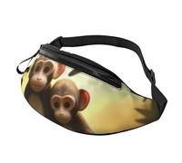 Cute Couple Monkey Fanny Pack for Men Women Crossbody Waist Bag Waterproof Sports Belt Bag Outdoor Hip Pack