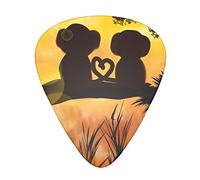 Cute Couple Monkey Guitar Plectrums 12 Pieces Set =>> Comfortable In The Hand With Smooth Edges Three Thicknesses To Match