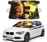 Cute Couple Monkey Print Automotive Windshield Frost Cover Protector For Winter Use, Ice Snow Protector Covers For Car